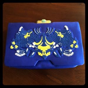 Royal Blue Silk Designer Clutch 💕 Shanghai Tang